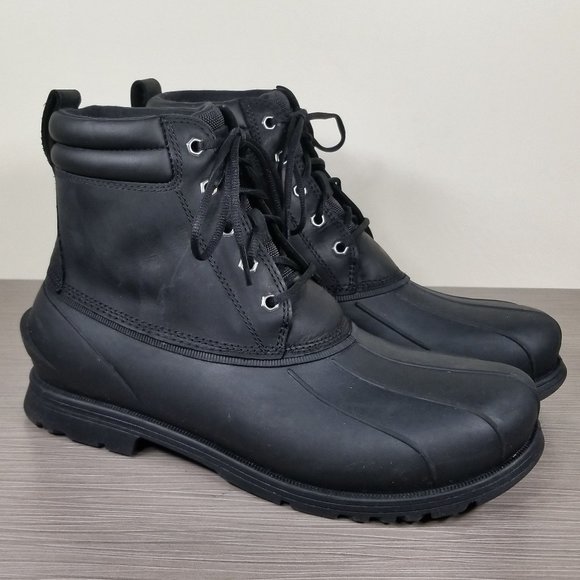 UGG Rain Ready Gatson Mid Boot, Black Waterproof Leather,  Mens Sizes 9 / 42 - Picture 1 of 12